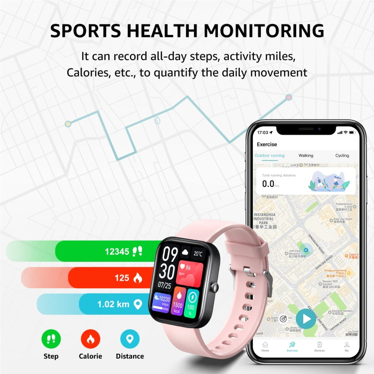GTS5 2.0 inch Fitness Health Smart Watch, BT Call / Heart Rate / Blood Pressure / MET / Blood Glucose(Pink) - Smart Wristbands by PMC TechLife | Online Shopping South Africa | PMC TechLife