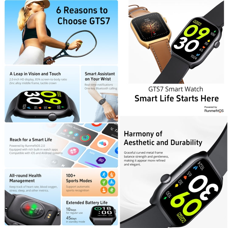 GTS7 2.0 inch Fitness Health Smart Watch, BT Call / Heart Rate / Blood Pressure / MET(Light Grey) - free shipping - PMC TechLife - Order now!
