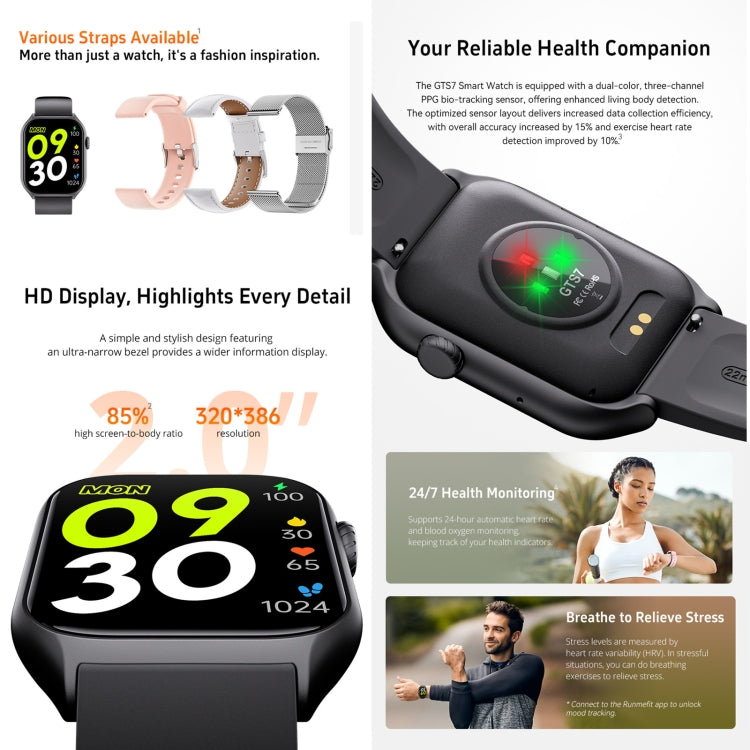 GTS7 2.0 inch Fitness Health Smart Watch, BT Call / Heart Rate / Blood Pressure / MET(Light Grey) - free shipping - PMC TechLife - Order now!