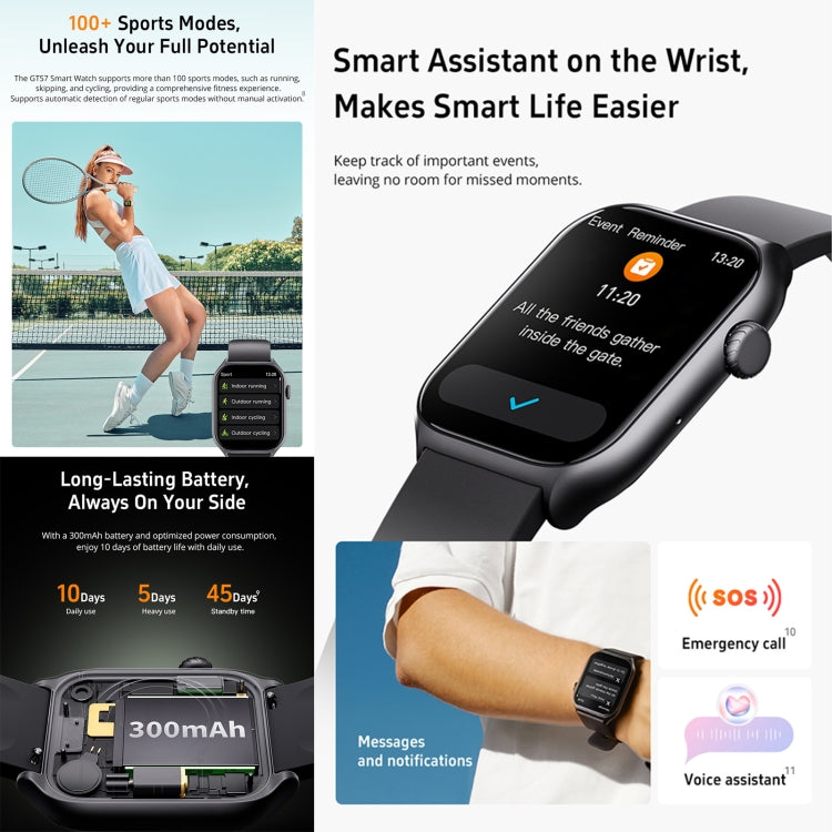 GTS7 2.0 inch Fitness Health Smart Watch, BT Call / Heart Rate / Blood Pressure / MET(Black) - Smart Wristbands by PMC TechLife | Online Shopping South Africa | PMC TechLife