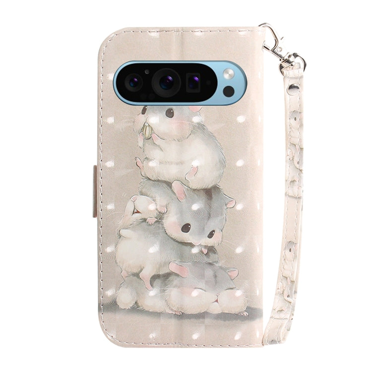 For Google Pixel 9 Pro 3D Colored Horizontal Flip Leather Phone Case(Squirrels) - Google Cases by PMC Jewellery | Online Shopping South Africa | PMC Jewellery | Buy Now Pay Later Mobicred