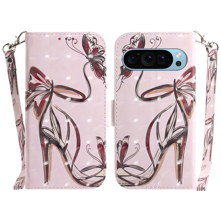 For Google Pixel 9 3D Colored Horizontal Flip Leather Phone Case(Butterfly High-heeled) - Google Cases by PMC Jewellery | Online Shopping South Africa | PMC Jewellery | Buy Now Pay Later Mobicred