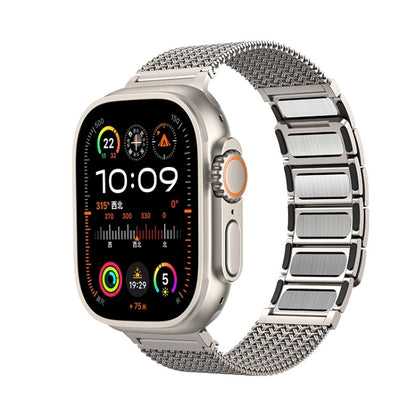 For Apple Watch Series 7 41mm Magnetic Clasp Braided Chain Stainless Steel Watch Band(Frosted Gold) - Watch Bands by PMC Jewellery | Online Shopping South Africa | PMC Jewellery