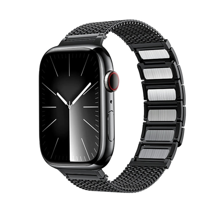 For Apple Watch Series 5 40mm Magnetic Clasp Braided Chain Stainless Steel Watch Band(Black) - Watch Bands by PMC Jewellery | Online Shopping South Africa | PMC Jewellery