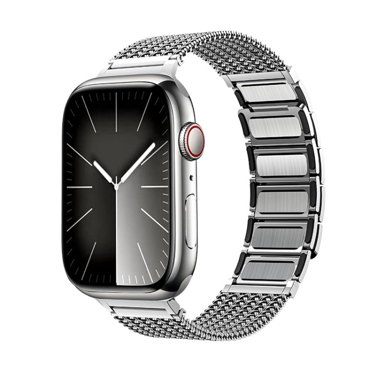 For Apple Watch 42mm Magnetic Clasp Braided Chain Stainless Steel Watch Band(Silver) - Watch Bands by PMC Jewellery | Online Shopping South Africa | PMC Jewellery