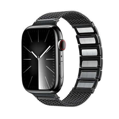 For Apple Watch 38mm Magnetic Clasp Braided Chain Stainless Steel Watch Band(Black) - Watch Bands by PMC Jewellery | Online Shopping South Africa | PMC Jewellery