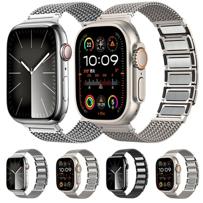 For Apple Watch Series 7 41mm Magnetic Clasp Braided Chain Stainless Steel Watch Band(Silver) - Watch Bands by PMC Jewellery | Online Shopping South Africa | PMC Jewellery