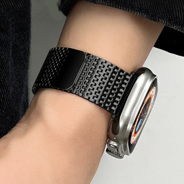 For Apple Watch Series 7 45mm Milanese Loop Magnetic Clasp Stainless Steel Watch Band(Black) - Watch Bands by PMC Jewellery | Online Shopping South Africa | PMC Jewellery