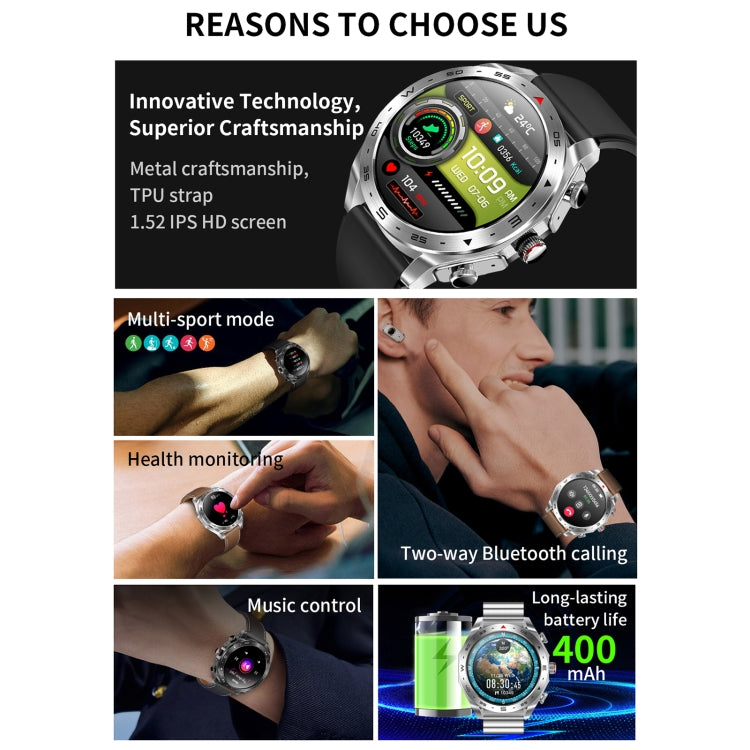 T95 1.52 inch BT5.0 Smart Sport Watch with Earbuds, Support Bluetooth Call / Blood Oxygen / Heart Rate / Blood Pressure Health Monitor(Silver) - Smart Watches by PMC TechLife | Online Shopping South Africa | PMC TechLife