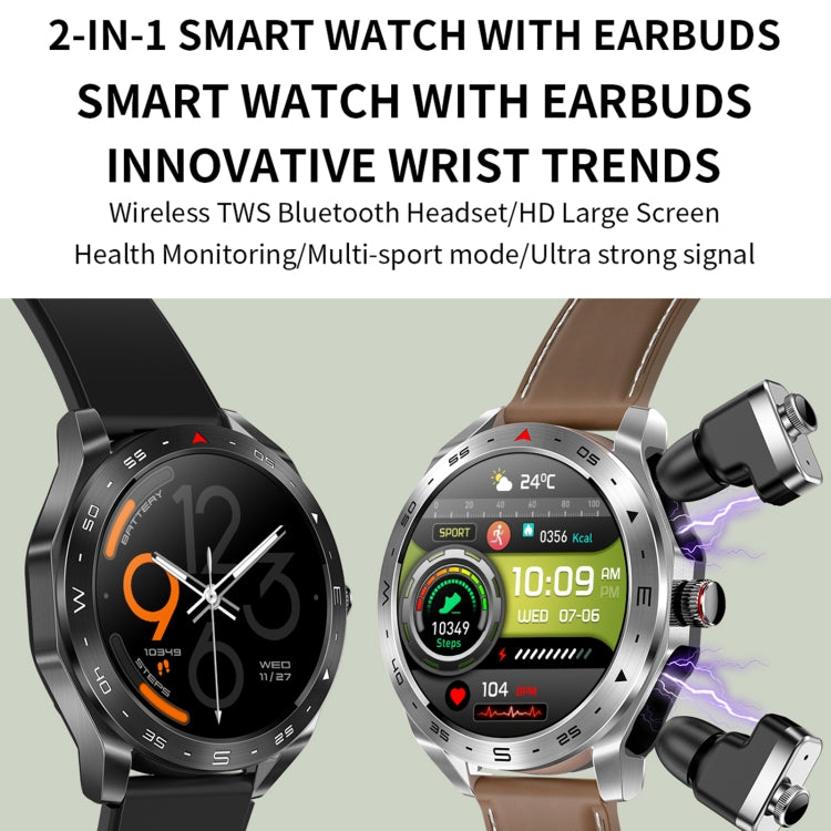 T95 1.52 inch BT5.0 Smart Sport Watch with Earbuds, Support Bluetooth Call / Blood Oxygen / Heart Rate / Blood Pressure Health Monitor(Black) - Smart Watches by PMC TechLife | Online Shopping South Africa | PMC TechLife | Buy Now Pay Later Mobicred