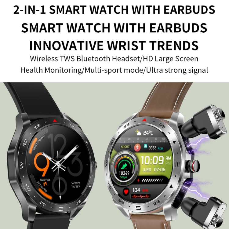 T95 1.52 inch BT5.0 Smart Sport Watch with Earbuds, Support Bluetooth Call / Blood Oxygen / Heart Rate / Blood Pressure Health Monitor(Silver) - Smart Watches by PMC Jewellery | Online Shopping South Africa | PMC Jewellery