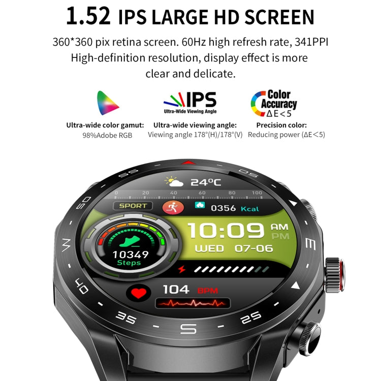 T95 1.52 inch BT5.0 Smart Sport Watch with Earbuds, Support Bluetooth Call / Blood Oxygen / Heart Rate / Blood Pressure Health Monitor(Black) - Smart Watches by PMC TechLife | Online Shopping South Africa | PMC TechLife | Buy Now Pay Later Mobicred