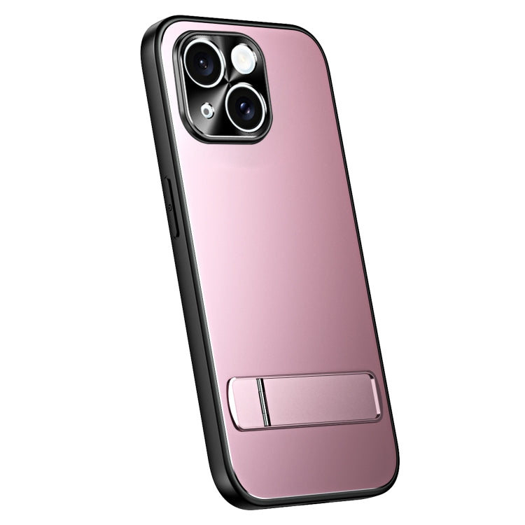 For iPhone 15 R-JUST RJ-61 Electroplating Frosted TPU + PC Phone Case with Holder(Pink) - iPhone 15 Cases by R-JUST | Online Shopping South Africa | PMC TechLife
