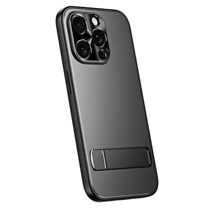 For iPhone 14 Pro R-JUST RJ-61 Electroplating Frosted TPU + PC Phone Case with Holder(Grey) - iPhone 14 Pro Cases by R-JUST | Online Shopping South Africa | PMC Jewellery