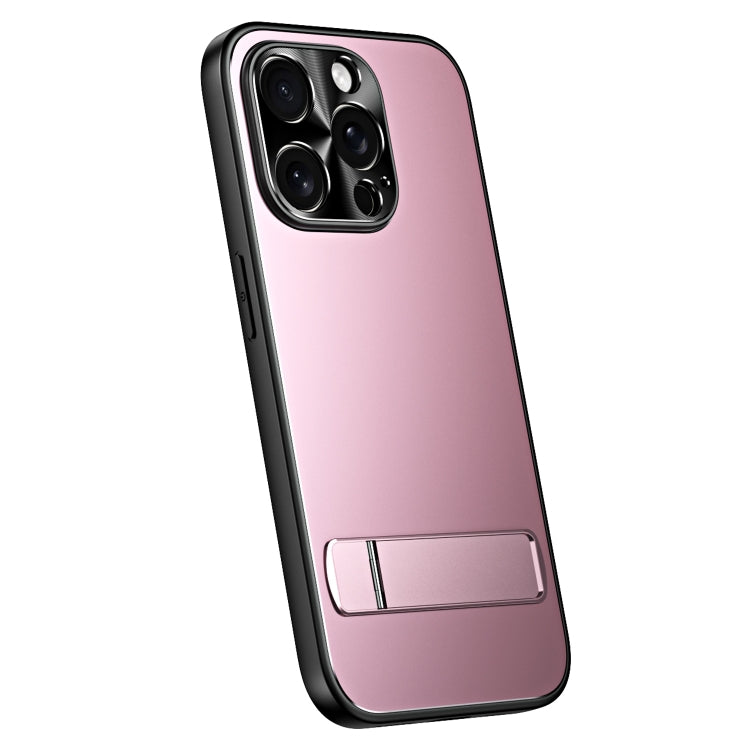 For iPhone 14 Pro R-JUST RJ-61 Electroplating Frosted TPU + PC Phone Case with Holder(Pink) - iPhone 14 Pro Cases by R-JUST | Online Shopping South Africa | PMC TechLife | Buy Now Pay Later Mobicred