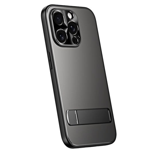 For iPhone 13 Pro Max R-JUST RJ-61 Electroplating Frosted TPU + PC Phone Case with Holder(Grey) - iPhone 13 Pro Max Cases by R-JUST | Online Shopping South Africa | PMC Jewellery