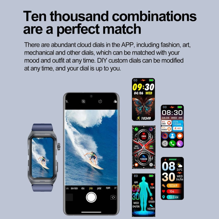 TK79 1.47 inch IP68 Waterproof Smart Watch, Support ECG / Blood Glucose / Blood Oxygen Monitoring / Uric Acid(Black) - Smart Wristbands by PMC TechLife | Online Shopping South Africa | PMC TechLife | Buy Now Pay Later Mobicred