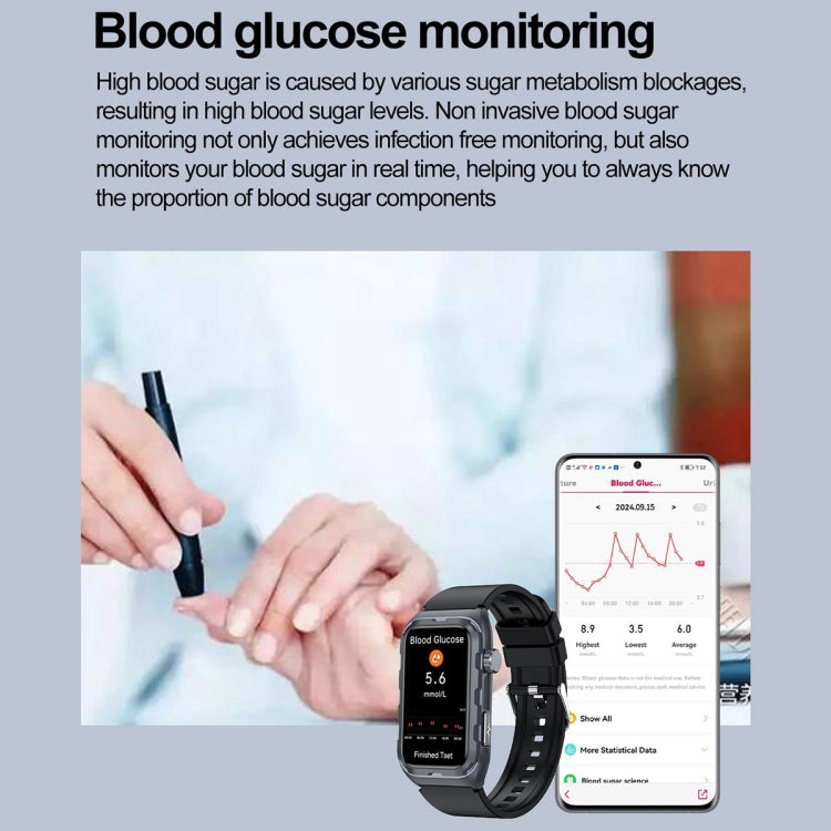 TK79 1.47 inch IP68 Waterproof Smart Watch, Support ECG / Blood Glucose / Blood Oxygen Monitoring / Uric Acid(Blue) - Smart Wristbands by PMC TechLife | Online Shopping South Africa | PMC TechLife | Buy Now Pay Later Mobicred
