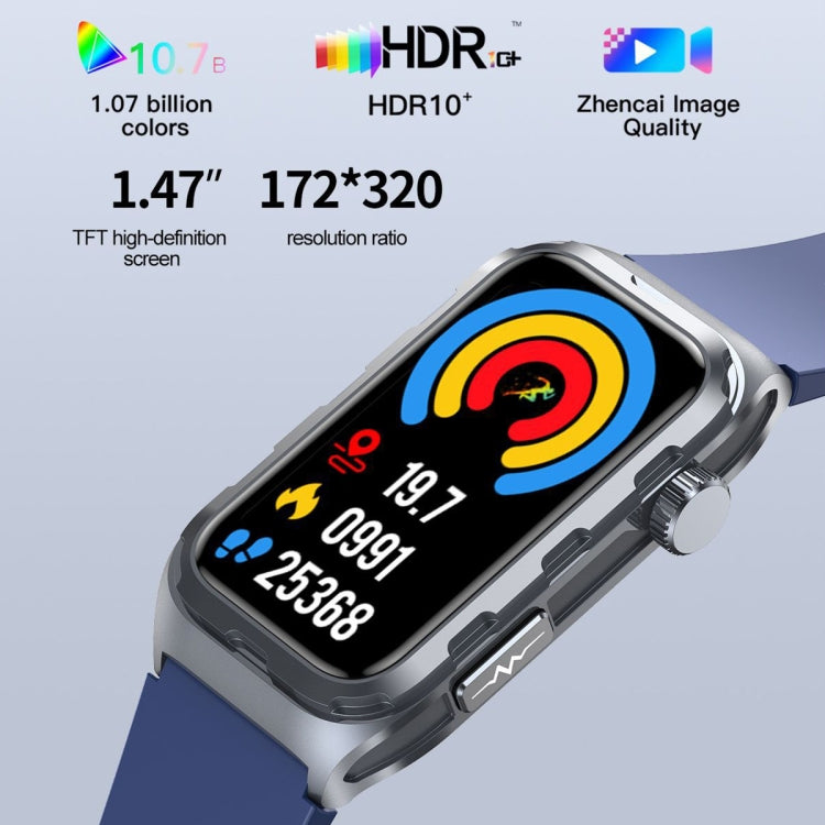 TK79 1.47 inch IP68 Waterproof Smart Watch, Support ECG / Blood Glucose / Blood Oxygen Monitoring / Uric Acid(Blue) - Smart Wristbands by PMC TechLife | Online Shopping South Africa | PMC TechLife | Buy Now Pay Later Mobicred