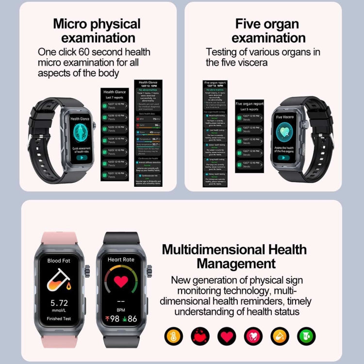TK79 1.47 inch IP68 Waterproof Smart Watch, Support ECG / Blood Glucose / Blood Oxygen Monitoring / Uric Acid(Beige) - Smart Wristbands by PMC TechLife | Online Shopping South Africa | PMC TechLife | Buy Now Pay Later Mobicred