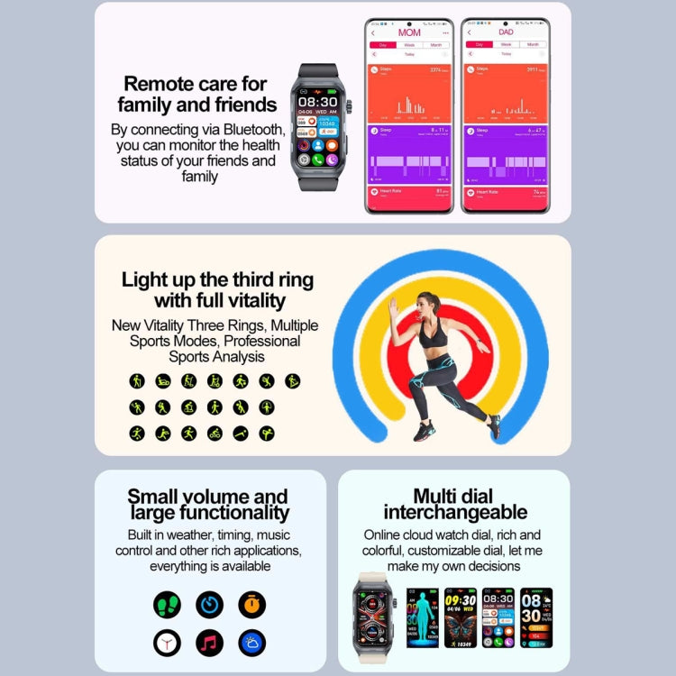 TK79 1.47 inch IP68 Waterproof Smart Watch, Support ECG / Blood Glucose / Blood Oxygen Monitoring / Uric Acid(Blue) - Smart Wristbands by PMC TechLife | Online Shopping South Africa | PMC TechLife | Buy Now Pay Later Mobicred