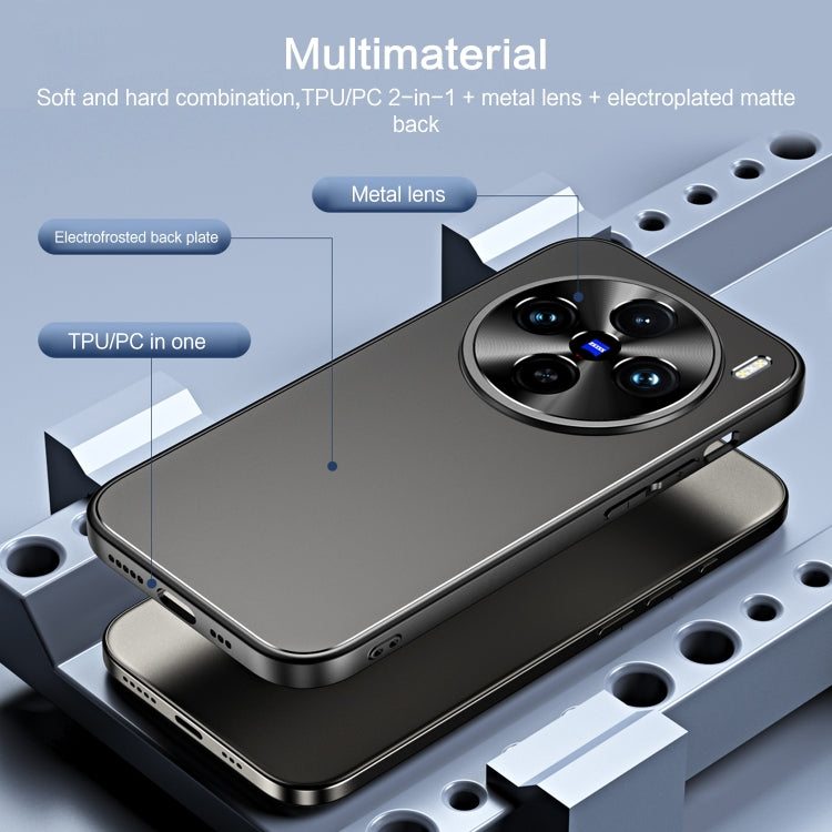 For vivo X100 / X100 Pro R-JUST RJ-61 Electroplating Frosted TPU + PC Phone Case with Holder(Silver) - X100 Cases by R-JUST | Online Shopping South Africa | PMC TechLife