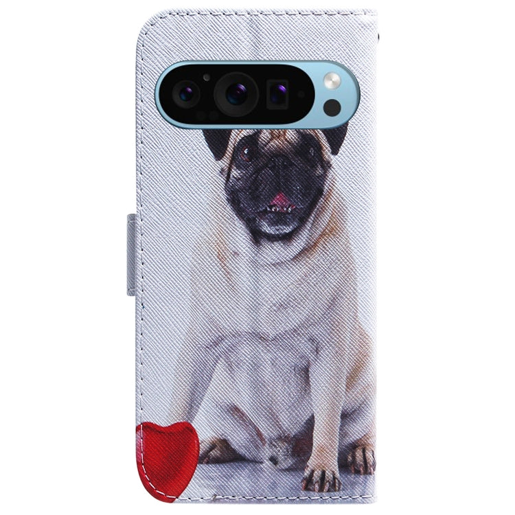 For Google Pixel 9 Pro Coloured Drawing Flip Leather Phone Case(Pug) - Google Cases by PMC Jewellery | Online Shopping South Africa | PMC Jewellery | Buy Now Pay Later Mobicred