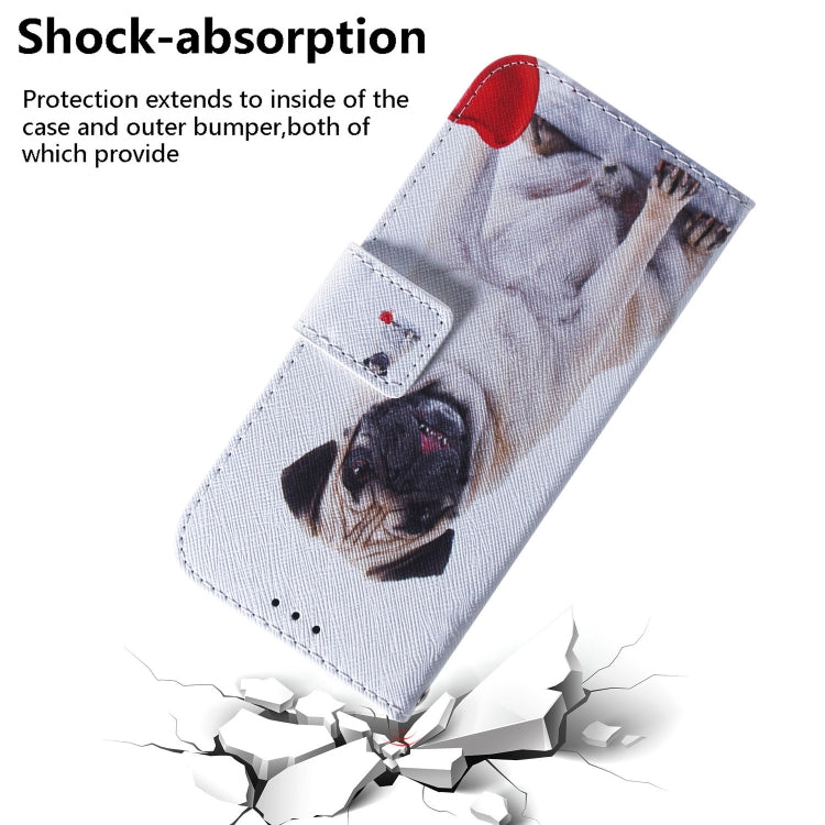 For Google Pixel 9 Pro Coloured Drawing Flip Leather Phone Case(Pug) - Google Cases by PMC TechLife | Online Shopping South Africa | PMC TechLife | Buy Now Pay Later Mobicred