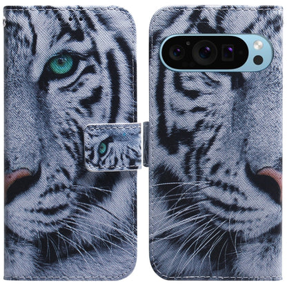 For Google Pixel 9 Coloured Drawing Flip Leather Phone Case(Tiger) - Google Cases by PMC Jewellery | Online Shopping South Africa | PMC Jewellery | Buy Now Pay Later Mobicred