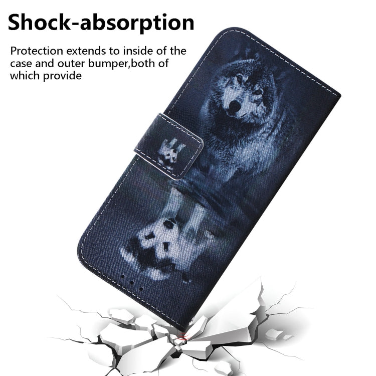 For Google Pixel 9 Coloured Drawing Flip Leather Phone Case(Wolf and Dog) - Google Cases by PMC TechLife | Online Shopping South Africa | PMC TechLife | Buy Now Pay Later Mobicred