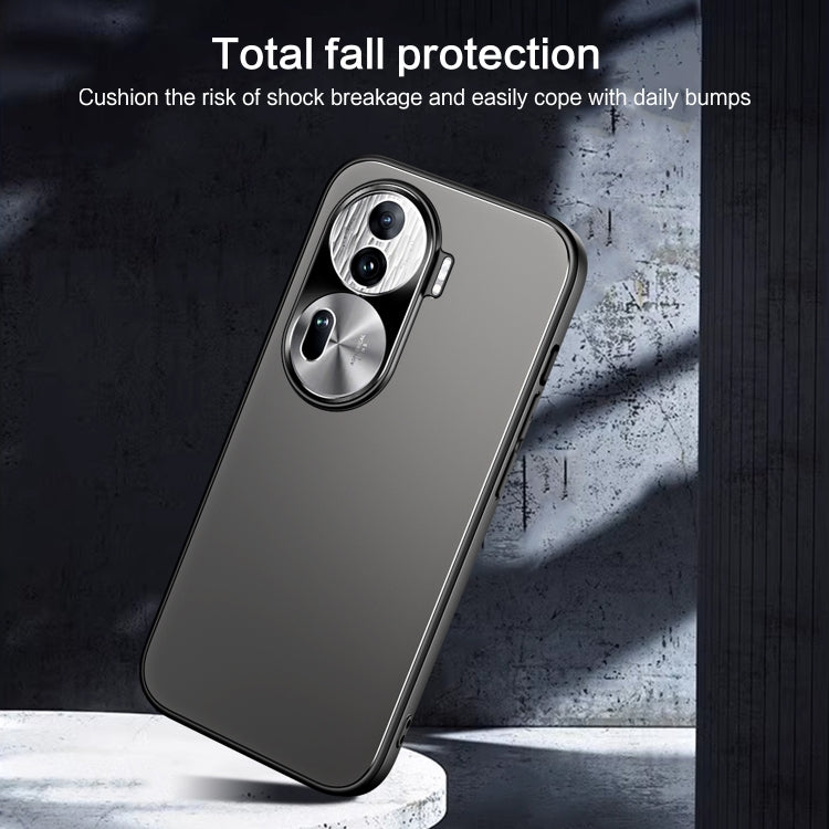 For OPPO Reno11 Global R-JUST RJ-61 Electroplating Frosted TPU + PC Phone Case with Holder(Pink) - Reno11 Cases by R-JUST | Online Shopping South Africa | PMC TechLife