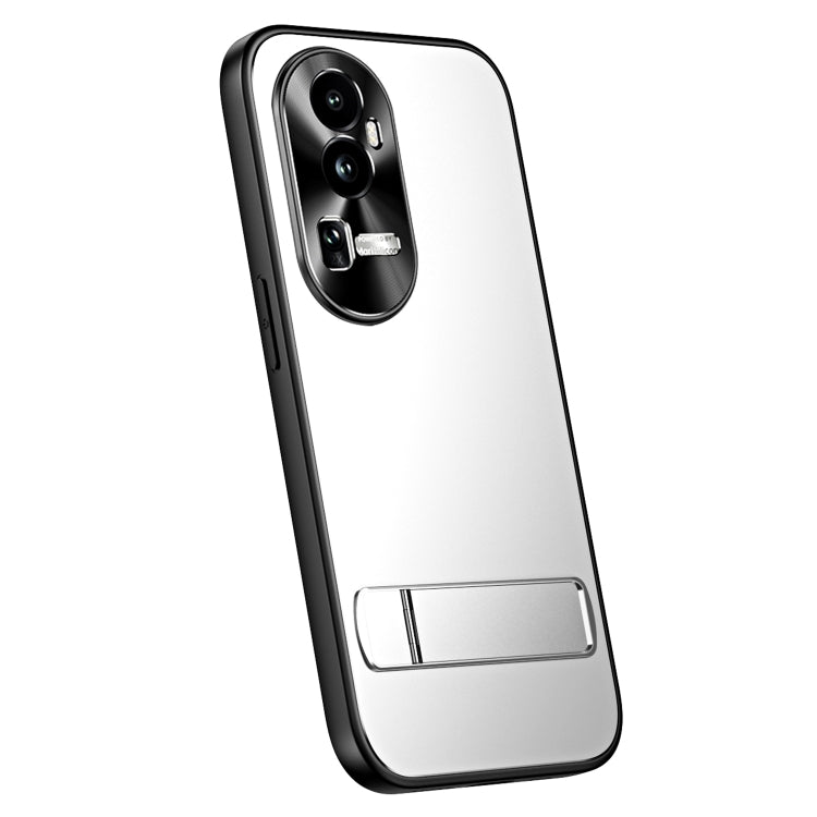 For OPPO Reno10 / Reno10 Pro Global R-JUST RJ-61 Electroplating Frosted TPU + PC Phone Case with Holder(Silver) - OPPO Cases by R-JUST | Online Shopping South Africa | PMC TechLife | Buy Now Pay Later Mobicred