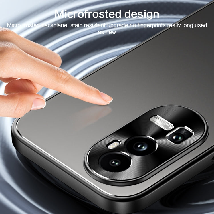 For OPPO Reno10 / Reno10 Pro Global R-JUST RJ-61 Electroplating Frosted TPU + PC Phone Case with Holder(Silver) - OPPO Cases by R-JUST | Online Shopping South Africa | PMC TechLife | Buy Now Pay Later Mobicred