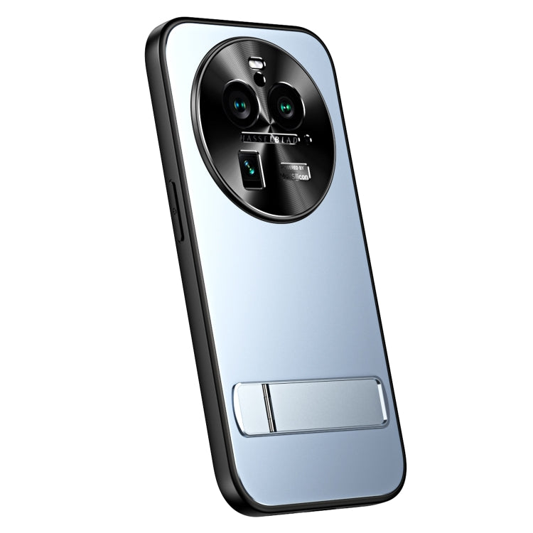 For OPPO Find X6 Pro R-JUST RJ-61 Electroplating Frosted TPU + PC Phone Case with Holder(Blue) - OPPO Cases by R-JUST | Online Shopping South Africa | PMC TechLife