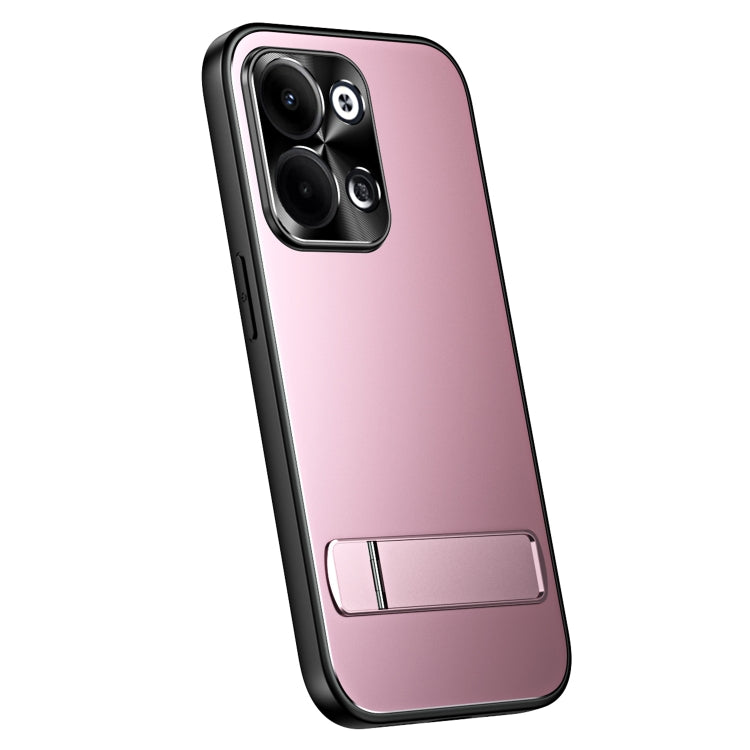 For OPPO Reno9 / Reno9 Pro R-JUST RJ-61 Electroplating Frosted TPU + PC Phone Case with Holder(Pink) - OPPO Cases by R-JUST | Online Shopping South Africa | PMC Jewellery