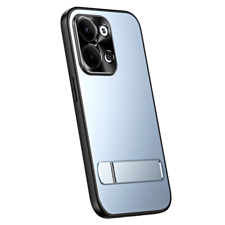 For OPPO Reno9 / Reno9 Pro R-JUST RJ-61 Electroplating Frosted TPU + PC Phone Case with Holder(Blue) - OPPO Cases by R-JUST | Online Shopping South Africa | PMC TechLife | Buy Now Pay Later Mobicred