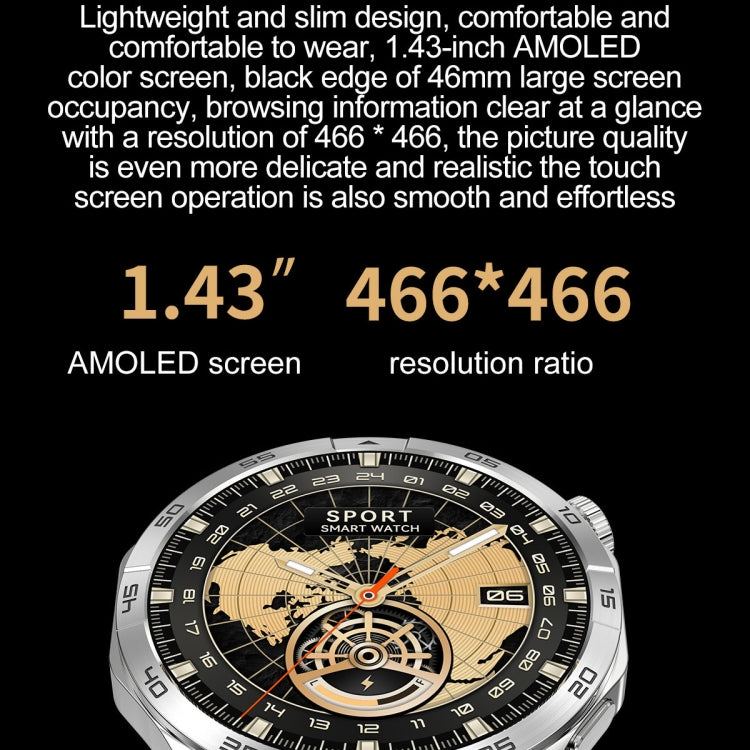 LEMFO HK4 1.43 inch AMOLED Round Screen Smart Watch Supports Bluetooth Calls(Silver) - Smart Watches by LEMFO | Online Shopping South Africa | PMC Jewellery