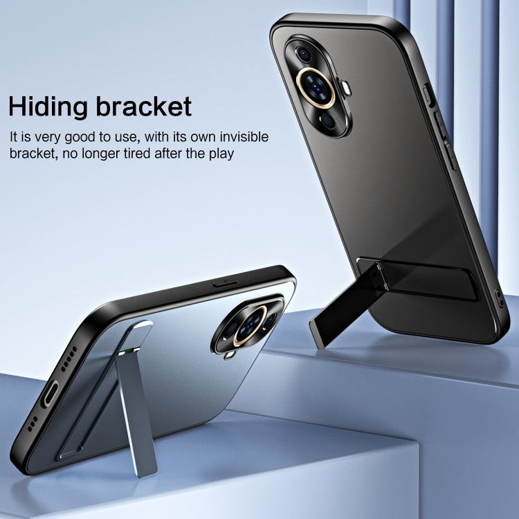 For Huawei nova 11 R-JUST RJ-61 Electroplating Frosted TPU + PC Phone Case with Holder(Grey) - Huawei Cases by R-JUST | Online Shopping South Africa | PMC TechLife | Buy Now Pay Later Mobicred