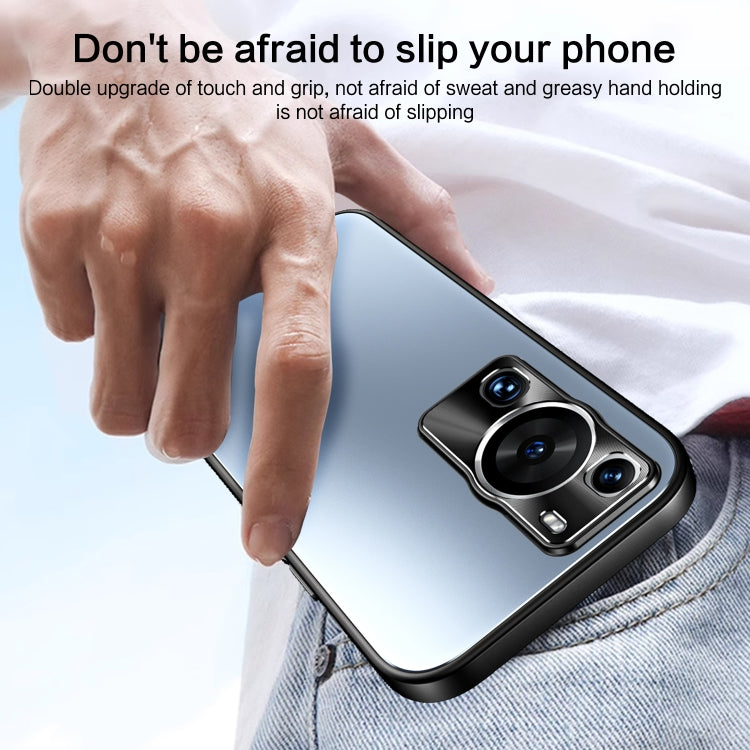 For Huawei P60 / P60 Pro R-JUST RJ-61 Electroplating Frosted TPU + PC Phone Case with Holder(Blue) - free shipping - PMC TechLife - Order now!