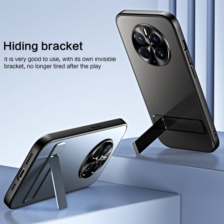 For Huawei Mate 50 R-JUST RJ-61 Electroplating Frosted TPU + PC Phone Case with Holder(Silver) - Huawei Cases by R-JUST | Online Shopping South Africa | PMC TechLife | Buy Now Pay Later Mobicred