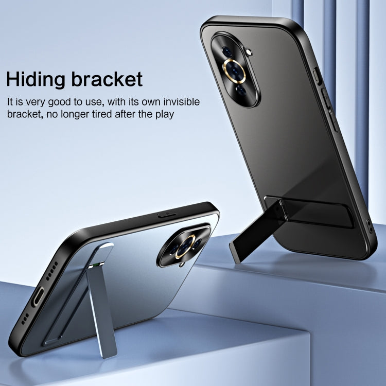 For Huawei nova 10 Pro R-JUST RJ-61 Electroplating Frosted TPU + PC Phone Case with Holder(Blue) - Huawei Cases by R-JUST | Online Shopping South Africa | PMC TechLife | Buy Now Pay Later Mobicred