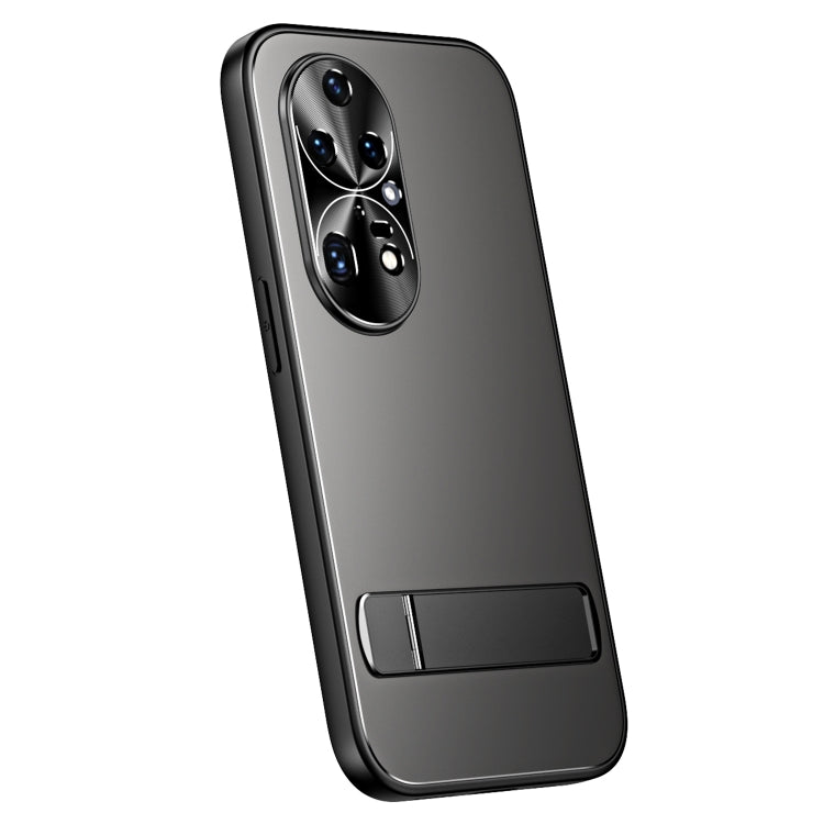 For Huawei P50 R-JUST RJ-61 Electroplating Frosted TPU + PC Phone Case with Holder(Grey) - Huawei Cases by R-JUST | Online Shopping South Africa | PMC TechLife