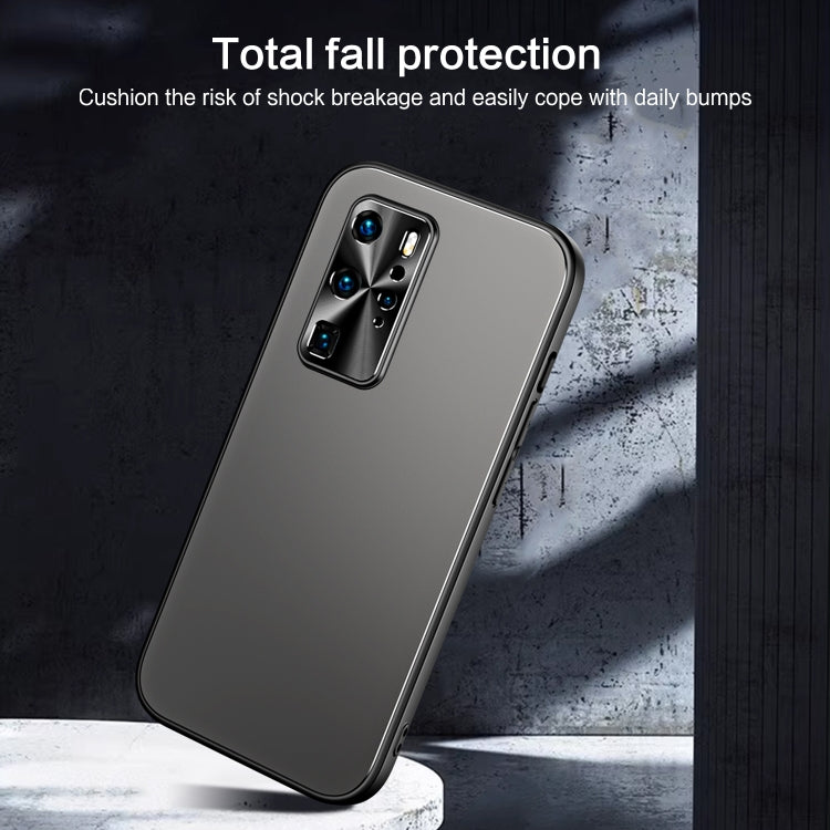 For Huawei P40 Pro R-JUST RJ-61 Electroplating Frosted TPU + PC Phone Case with Holder(Blue) - Huawei Cases by R-JUST | Online Shopping South Africa | PMC TechLife