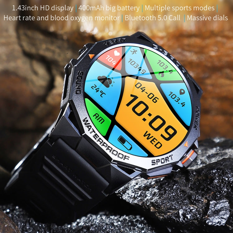 K62 1.43 inch AMOLED Round Screen Smart Watch Supports Bluetooth Calls(Silver Orange) - free shipping - PMC TechLife - Order now!