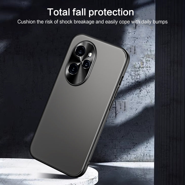 For Honor 100 Pro R-JUST RJ-61 Electroplating Frosted TPU + PC Phone Case with Holder(Grey) - Honor Cases by R-JUST | Online Shopping South Africa | PMC Jewellery