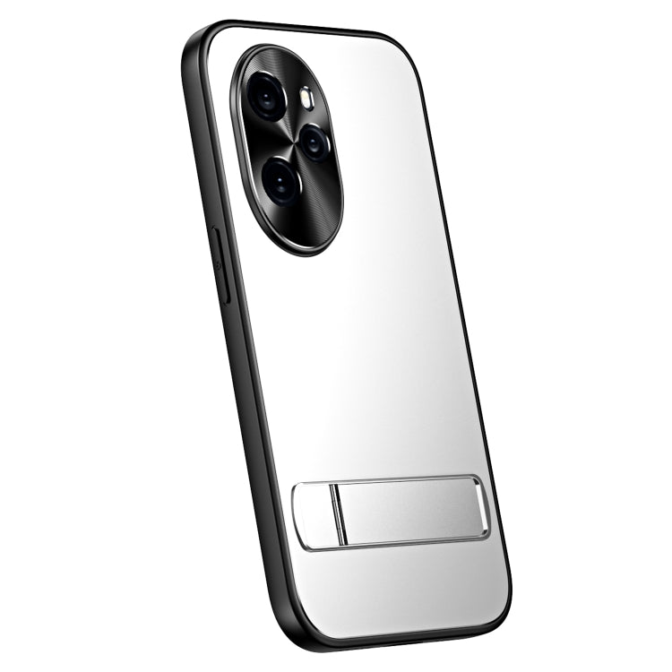 For Honor 100 R-JUST RJ-61 Electroplating Frosted TPU + PC Phone Case with Holder(Silver) - Honor Cases by R-JUST | Online Shopping South Africa | PMC TechLife