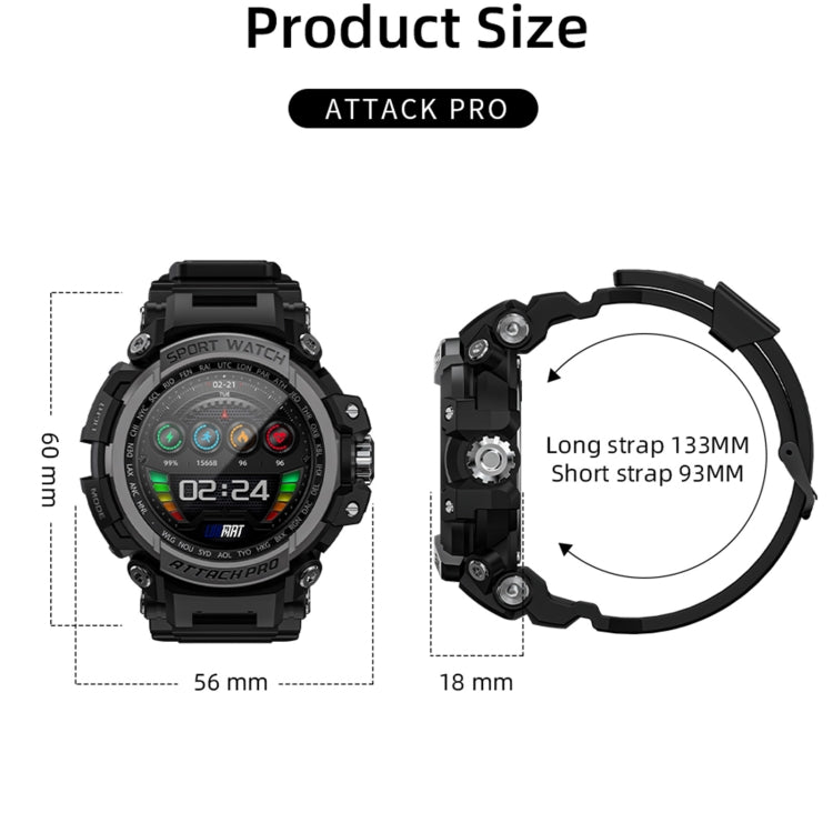 LOKMAT ATTACK 2 Pro 1.39 inch BT5.1 Smart Sport Watch, Support Bluetooth Call / Sleep / Heart Rate / Blood Pressure Health Monitor(Black Green) - Smart Watches by Lokmat | Online Shopping South Africa | PMC TechLife