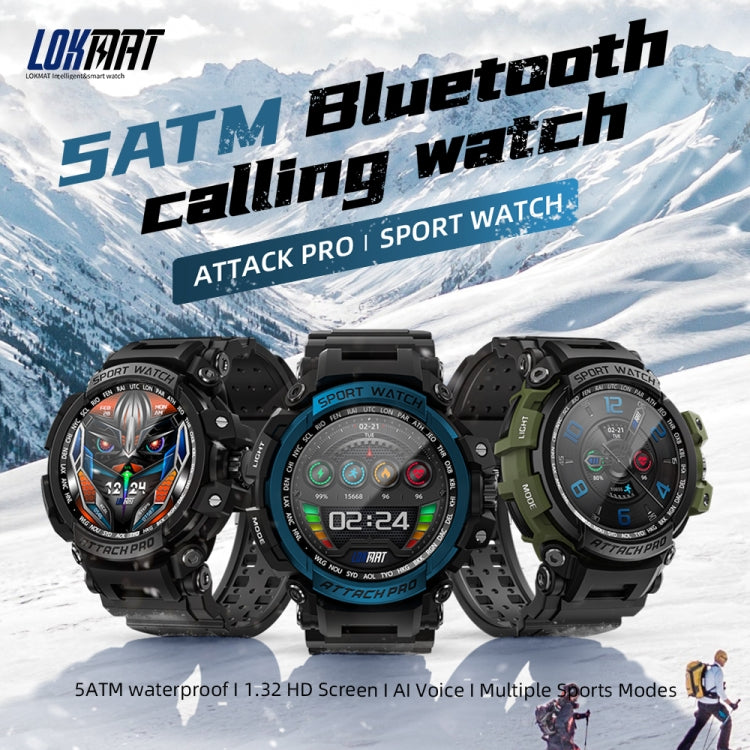 LOKMAT ATTACK Pro 1.32 inch BT5.1 Smart Sport Watch, Support Bluetooth Call / Sleep / Blood Oxygen / Heart Rate / Blood Pressure Health Monitor(Green) - Smart Watches by Lokmat | Online Shopping South Africa | PMC TechLife | Buy Now Pay Later Mobicred