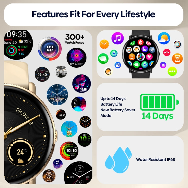 Zeblaze GTR 3 Pro 1.43 inch Screen Voice Calling Smart Watch, Support Heart Rate / Blood Pressure / Blood Oxygen(Gold) - Smart Watches by Zeblaze | Online Shopping South Africa | PMC Jewellery