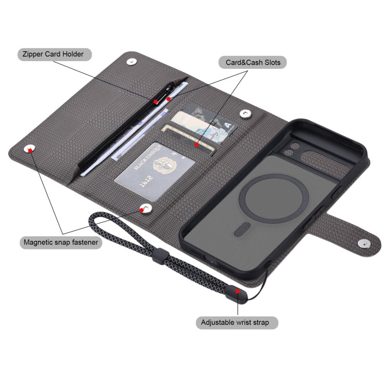 For Google Pixel 8 Pro ViLi GHB Series MagSafe Magnetic Zipper Leather Phone Case(Grey) - free shipping - PMC Jewellery - Order now!